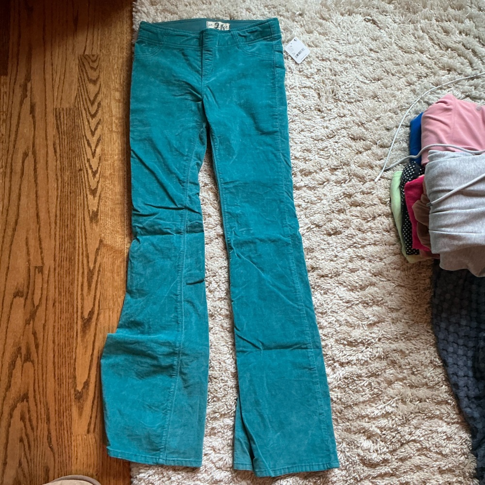 Women's Free People Teal Corduroy Pants NWT